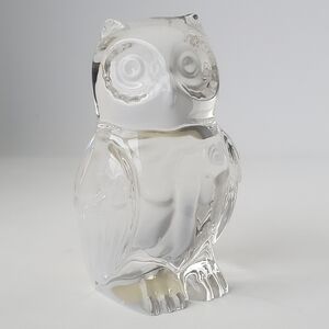 Vintage Princess House 24% Lead Crystal Owl Figurine Clear Glass Paperweight